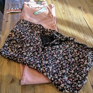 An outfit-never worn floral tank and pink skinnies